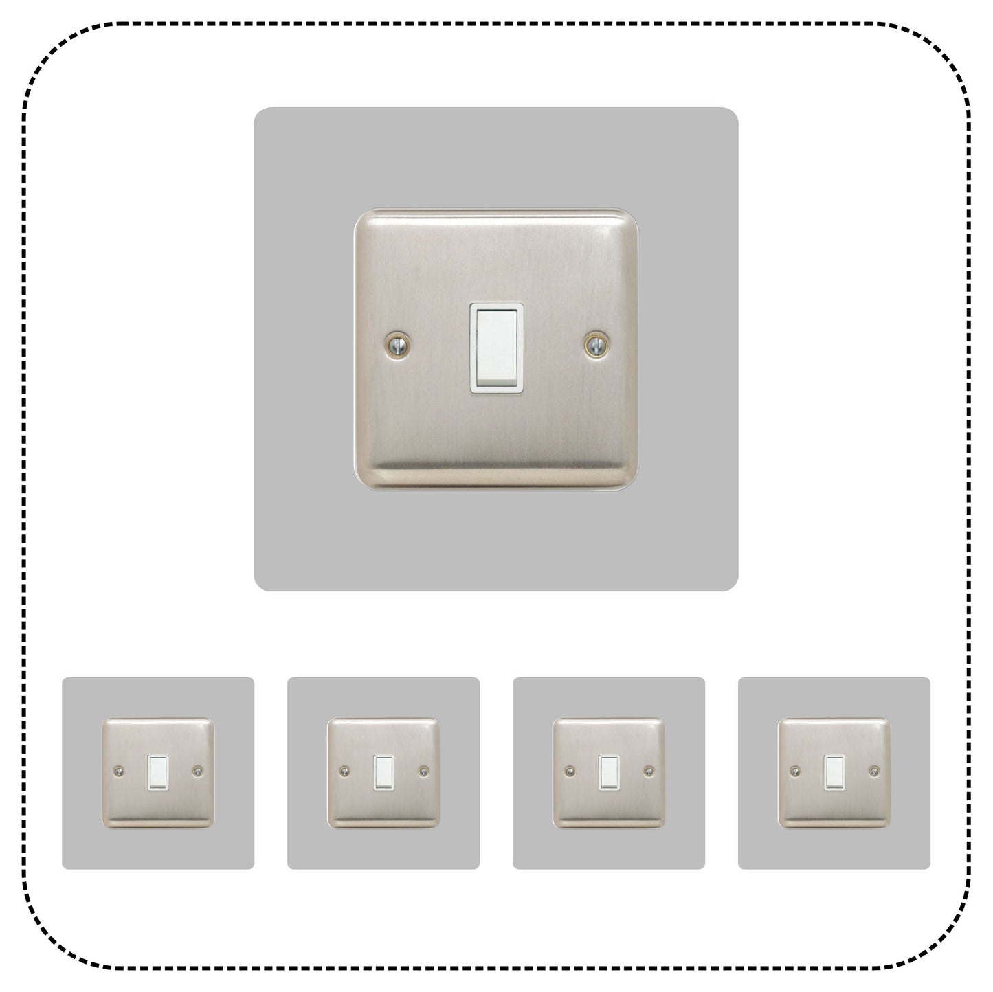 set of 5 squared acrylic single socket surrounds