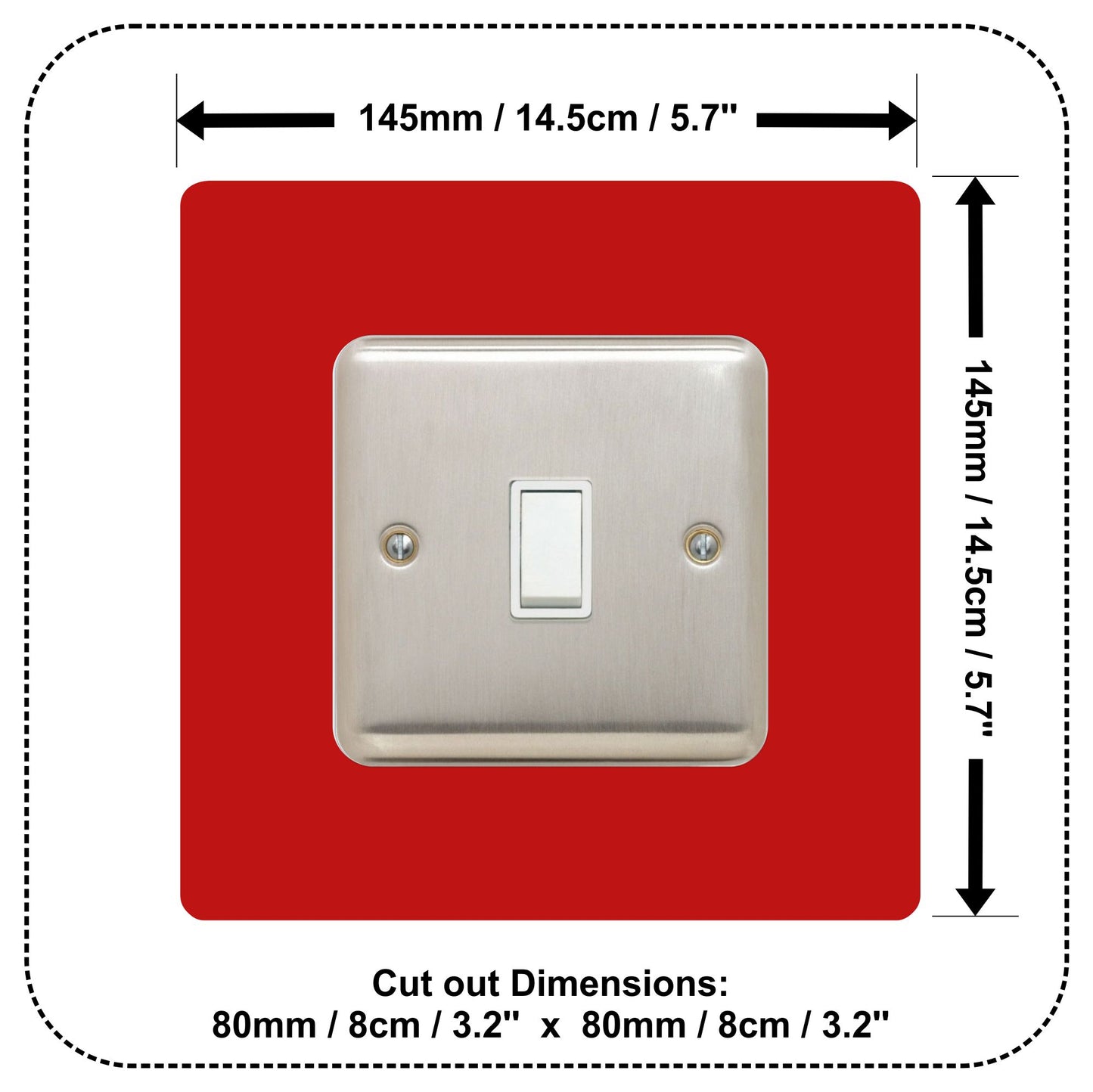 Set of 5 Single Light Switch Surrounds, square