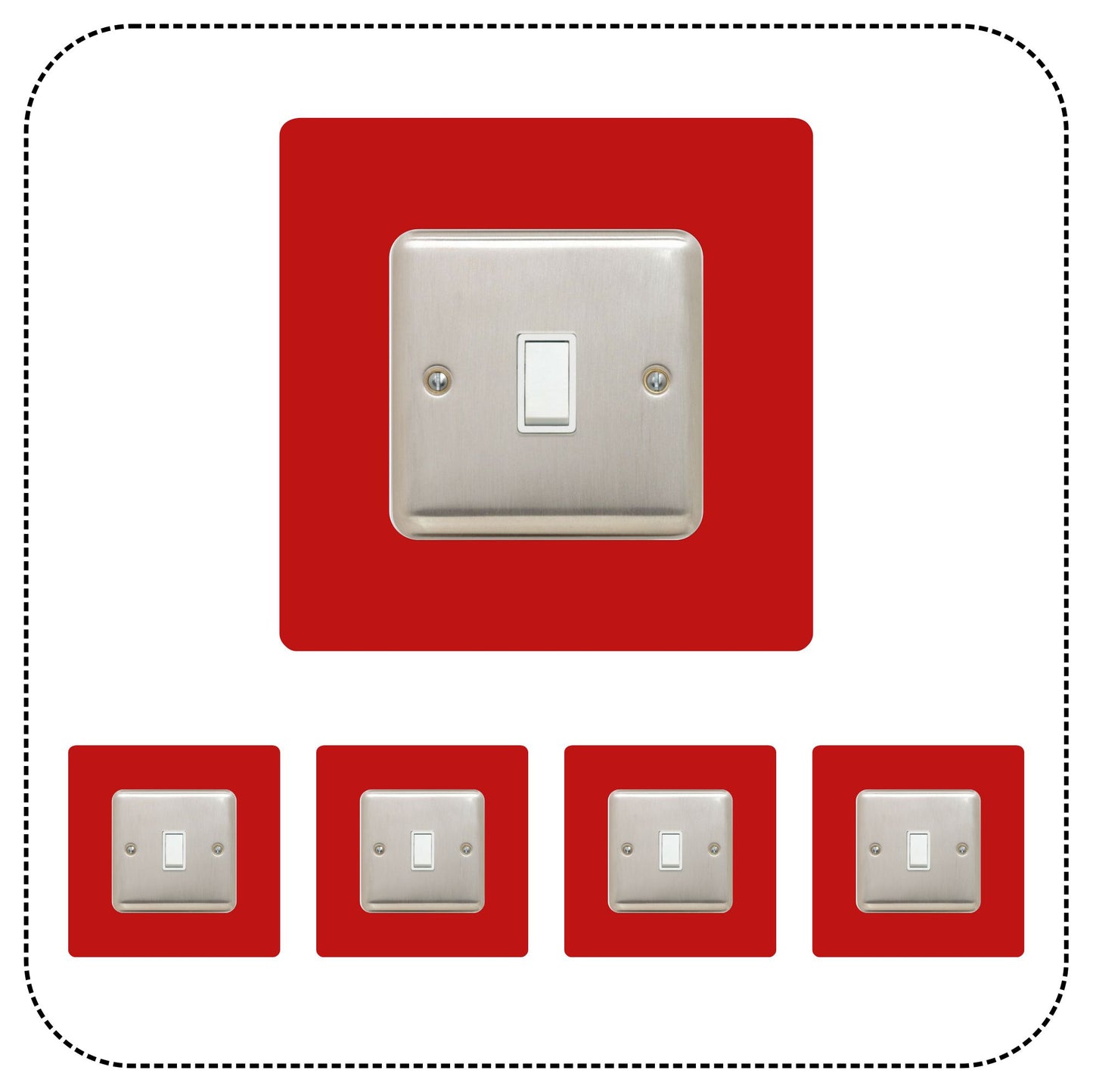 Set of 5 Single Light Switch Surrounds, square
