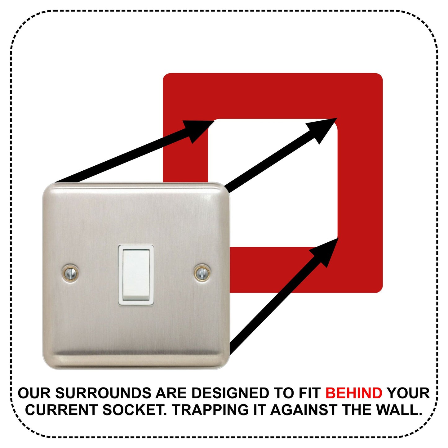 Set of 5 Single Light Switch Surrounds, square