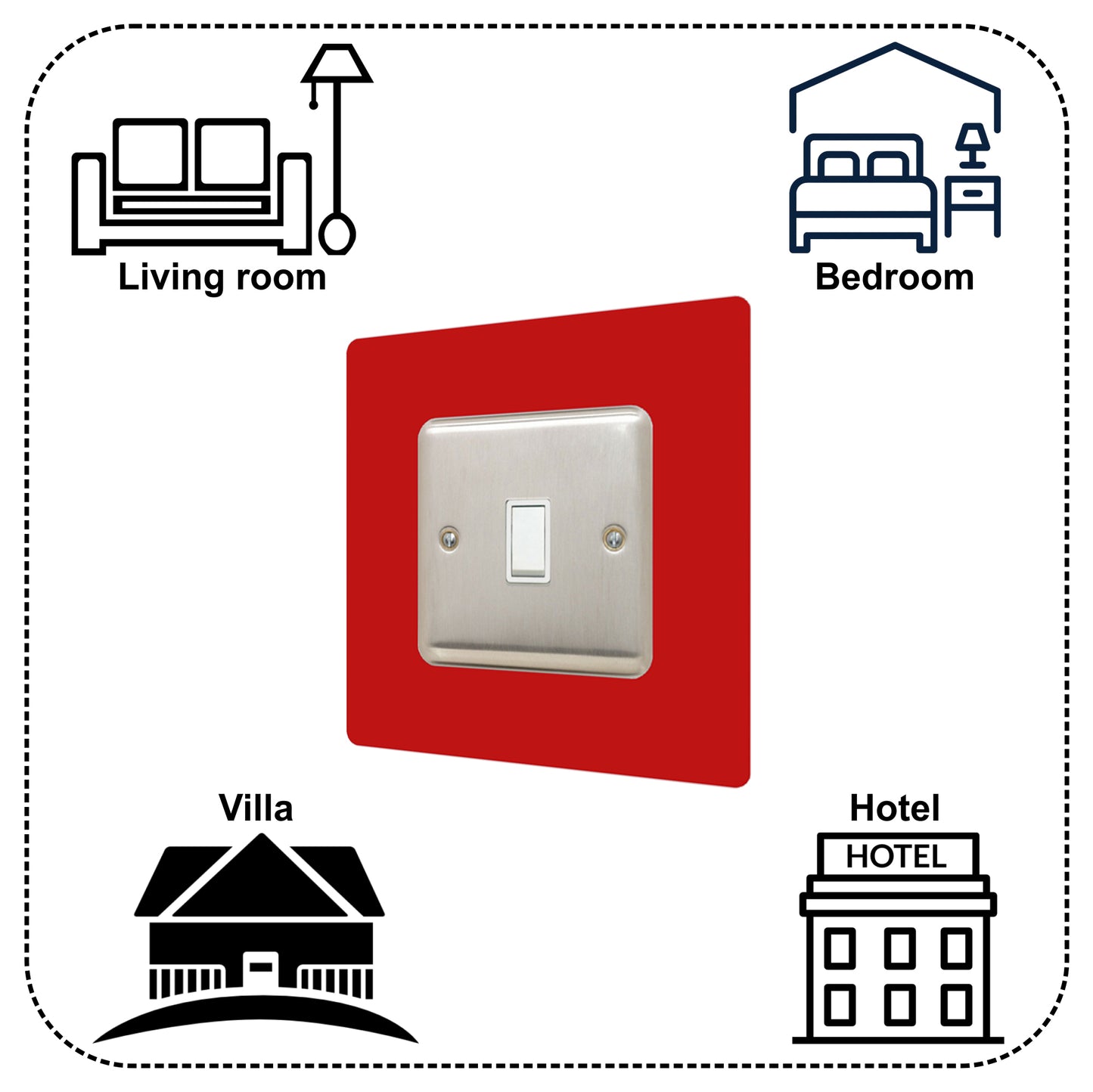 Set of 5 Single Light Switch Surrounds, square