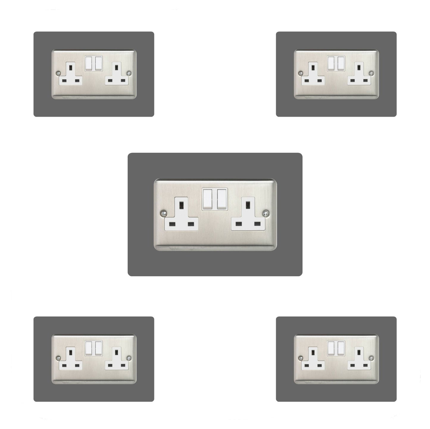 Set of 5 Double Socket Surrounds