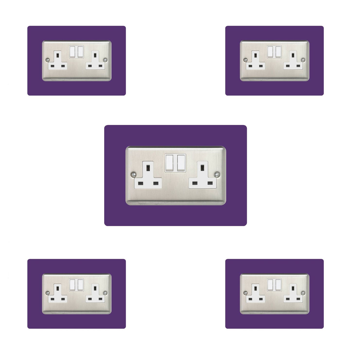 Set of 5 Double Socket Surrounds