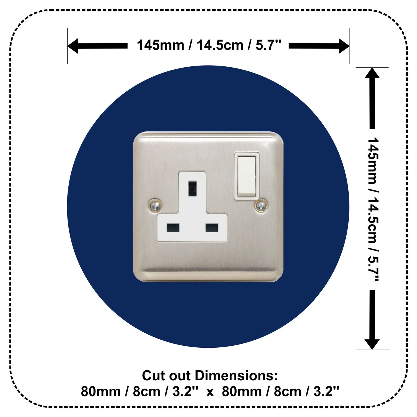 round acrylic single socket surround in navy