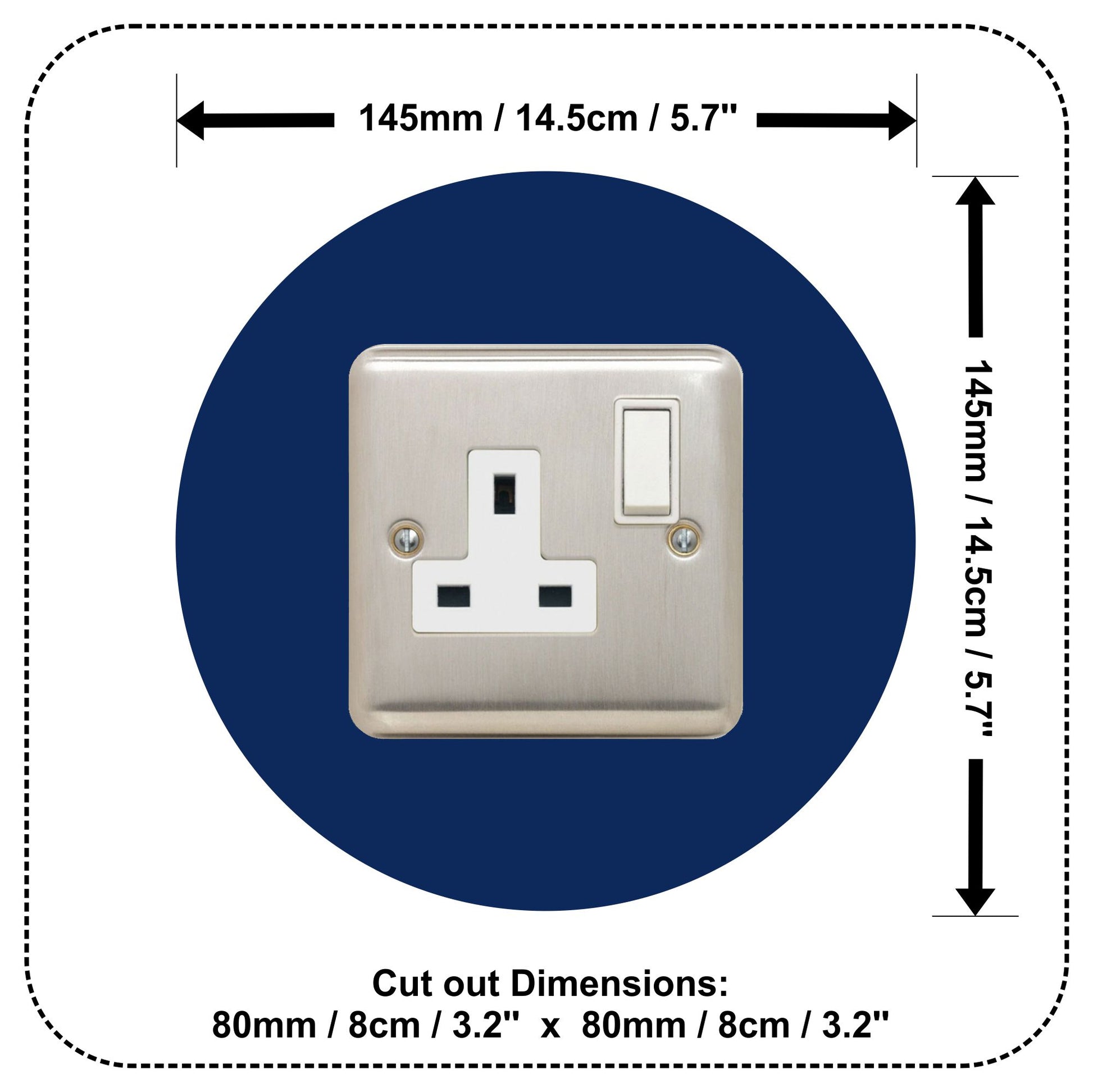 round acrylic single socket surround in navy